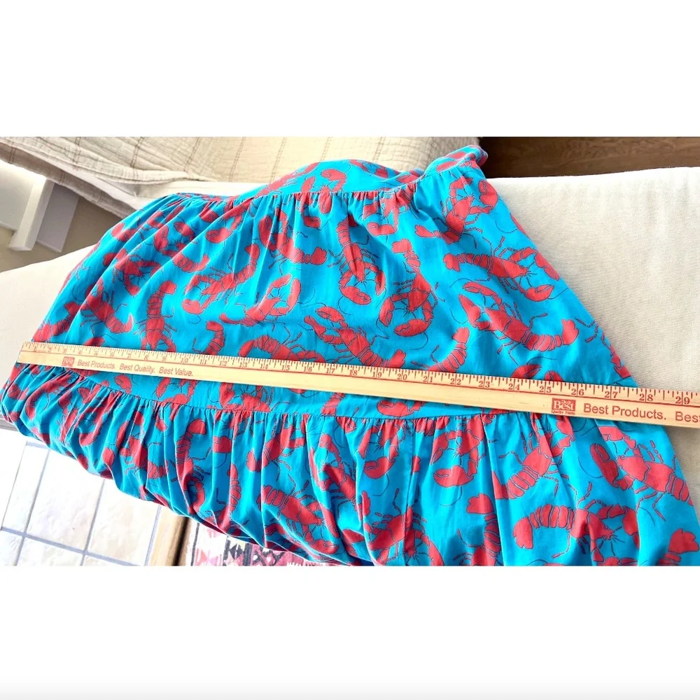 J. CREW FACTORY Strappy Tie-Back Tiered Midi Dress in Blue Lobster Print - 10 - Picture 12 of 13